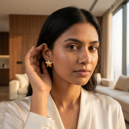 Sculpted Star Gold Stud Earrings