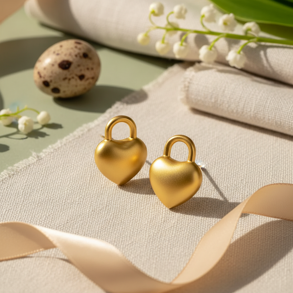 Amour Heart Lock Luxe Studs