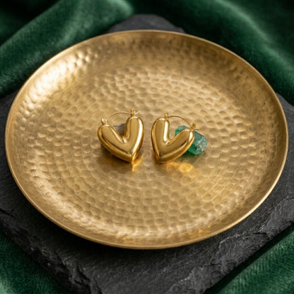 Gold Heart Hoop Earrings