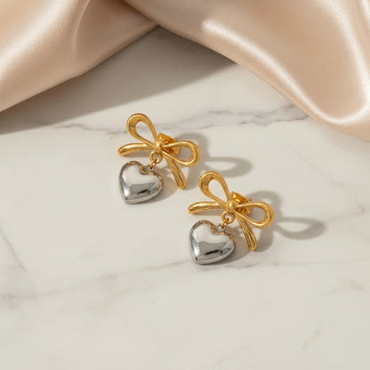 Elara Steel Heart Bow Drops