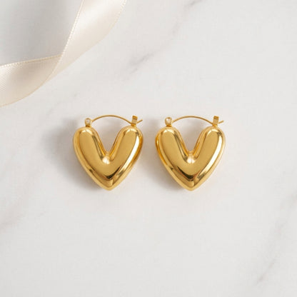 Gold Heart Hoop Earrings