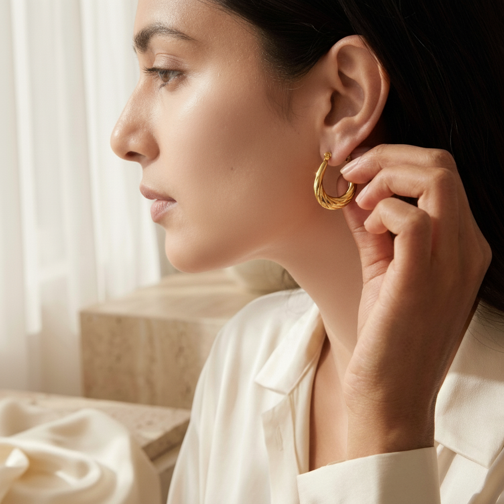 Molten Curve Gold Hoop