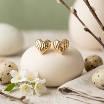 Pleated Heart Korean Stud Earrings