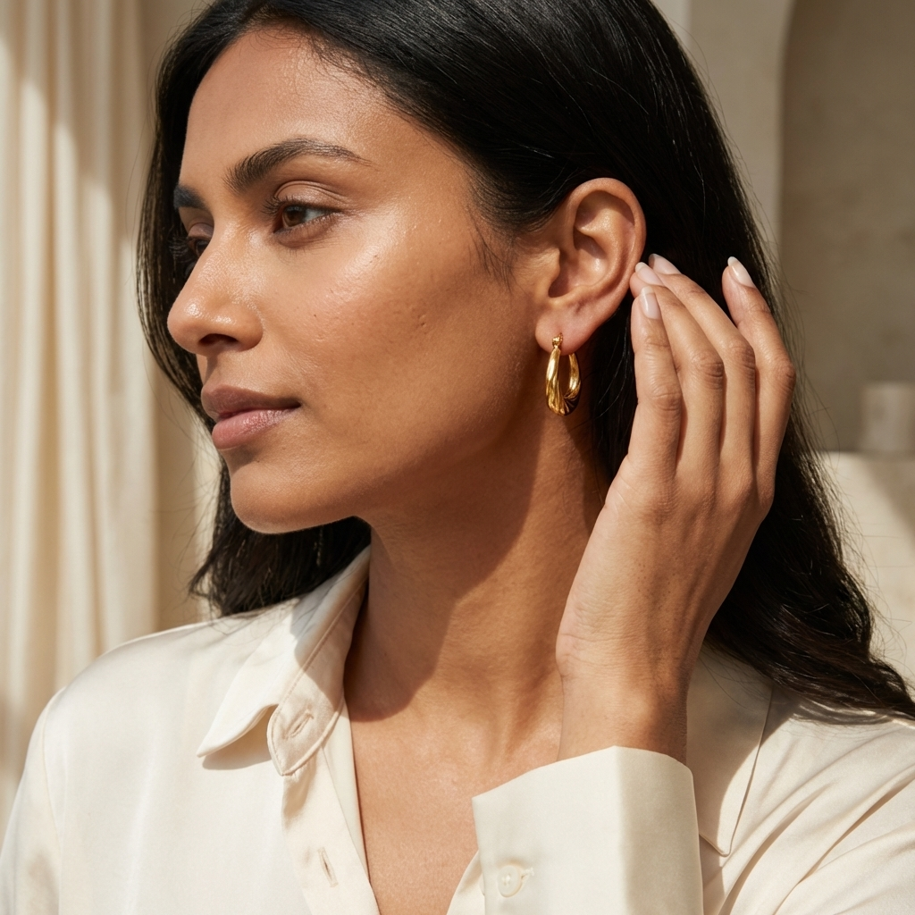 Molten Curve Gold Hoop