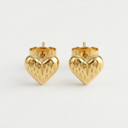 Pleated Heart Korean Stud Earrings