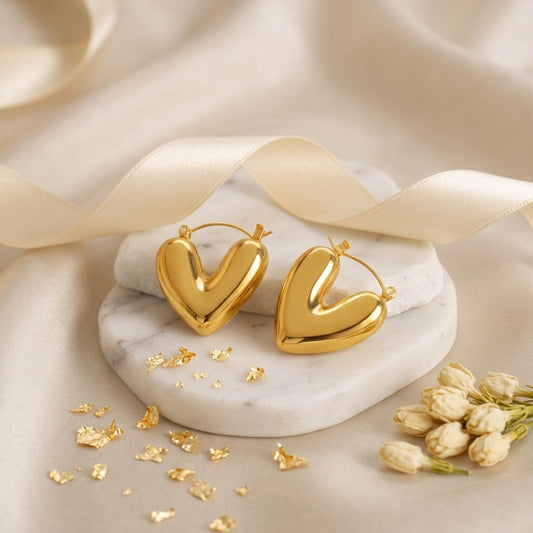 Gold Heart Hoop Earrings
