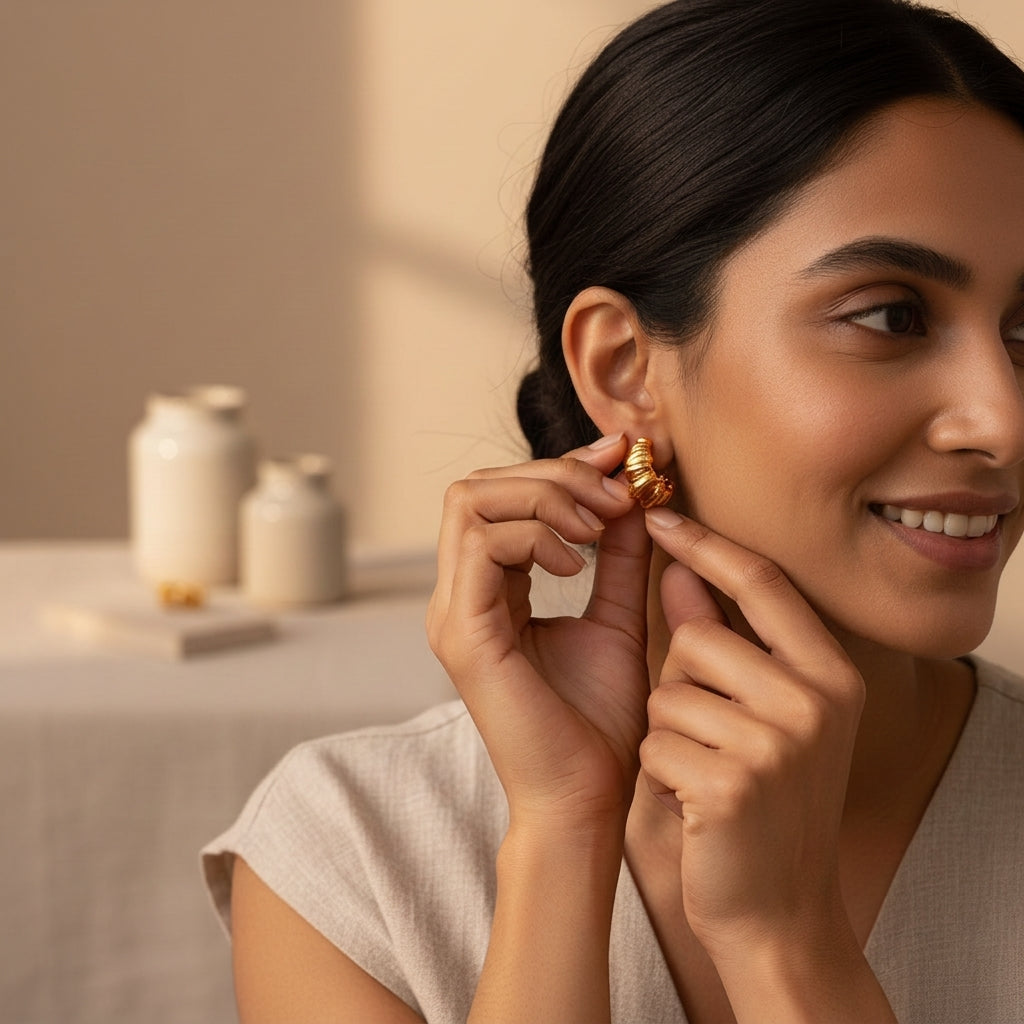 Oria Sculpted Rib Luxe Studs