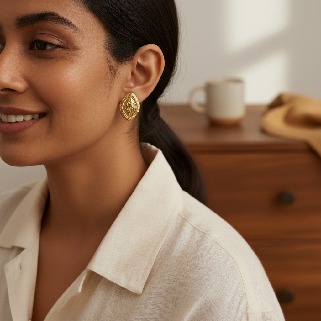 Golden Geo Luxe Studs