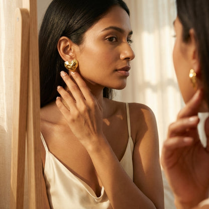 Oria Sculpted Heart Studs
