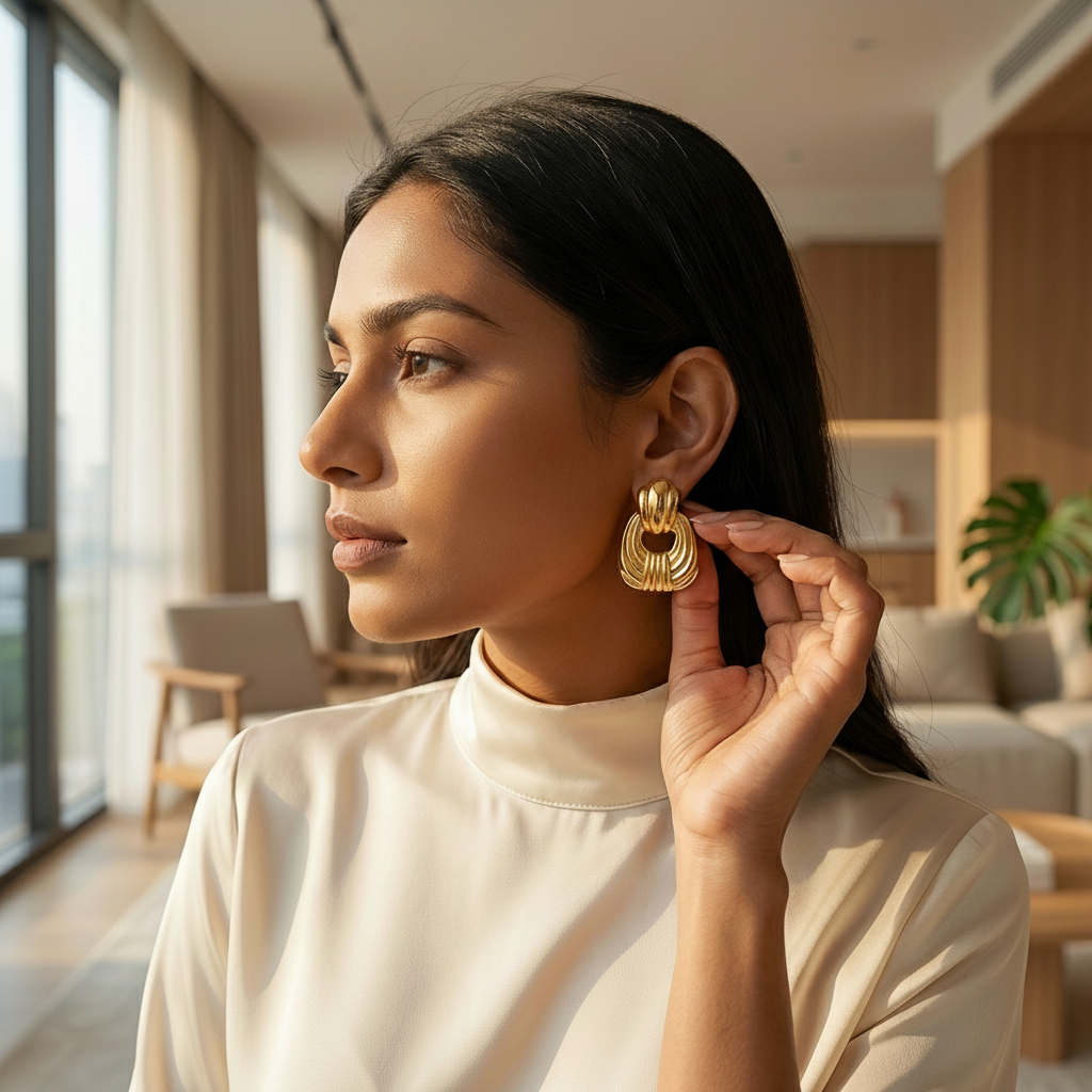 Golden Knot Sculpted Stud