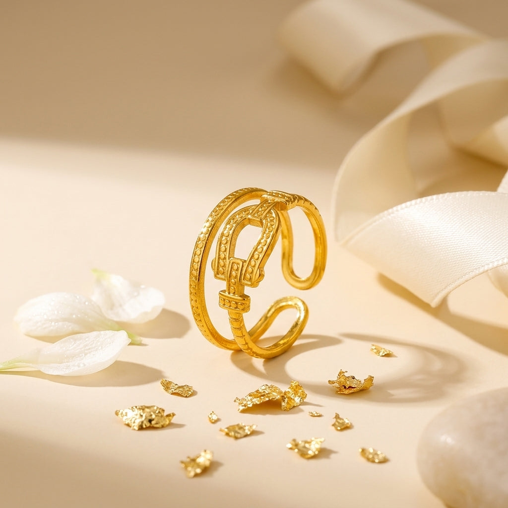 Celeste Buckle Gold Ring