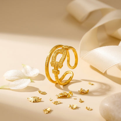 Celeste Buckle Gold Ring