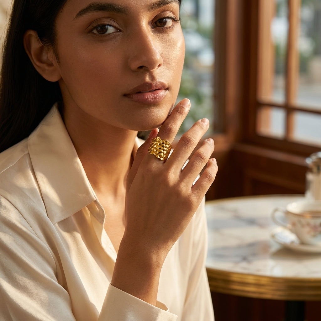 Aurene Textured Gold Ring