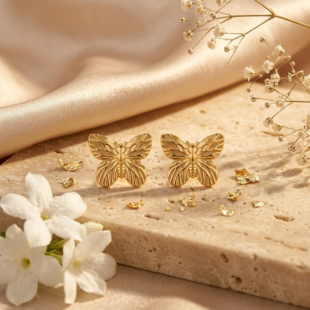 Butterfly Mini Gold Stud Earrings