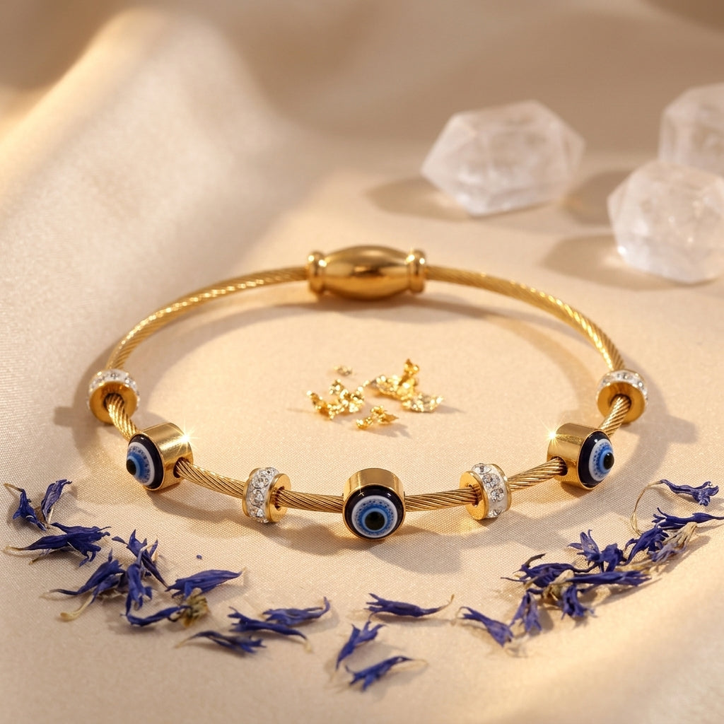 Evil Eye Lock Gold Bracelet