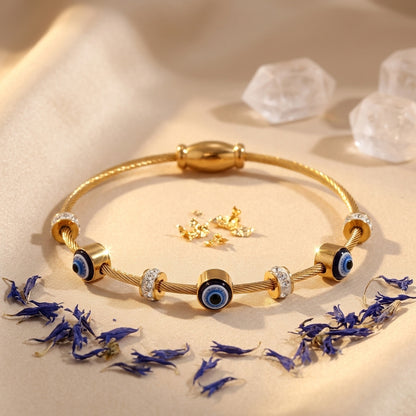 Evil Eye Lock Gold Bracelet