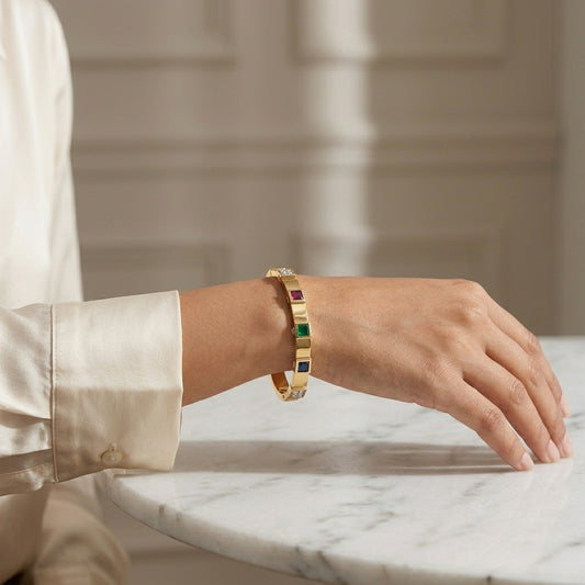 Rainbow Gem Gold Bracelet