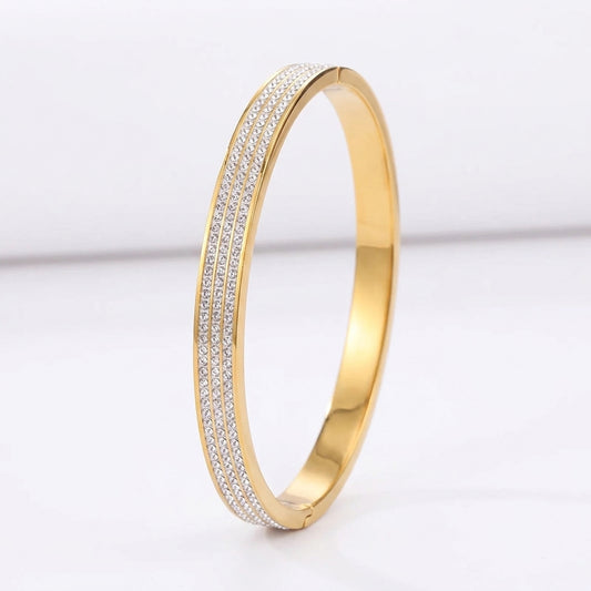 Pave Crystal Gold Bangle