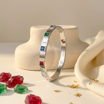 Rainbow Gem Silver Bracelet