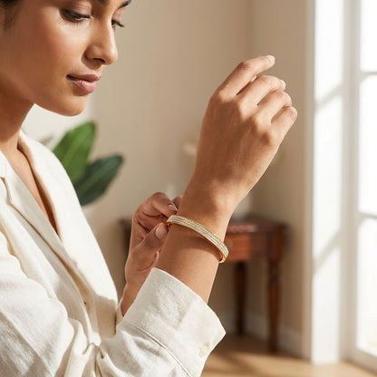 Pave Crystal Gold Bangle