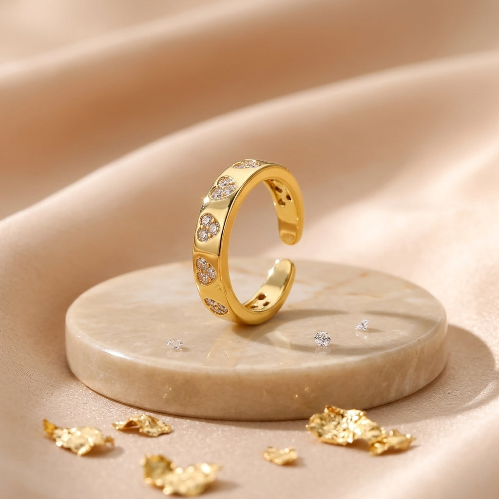 Pave Heart Crystal Ring