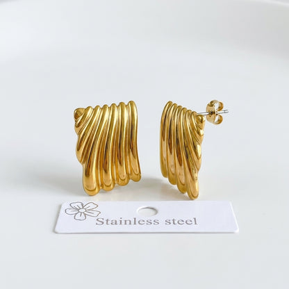 Gold Ripple Luxe Studs