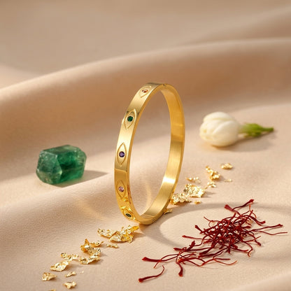 Rainbow Evil Eye Gold Bracelet