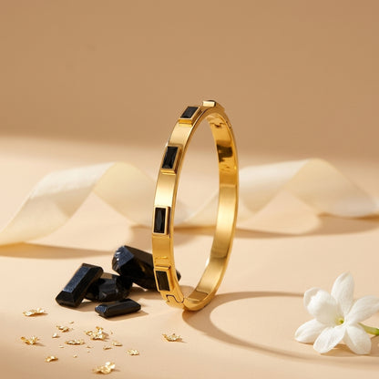 Black Enamel Gold Bracelet