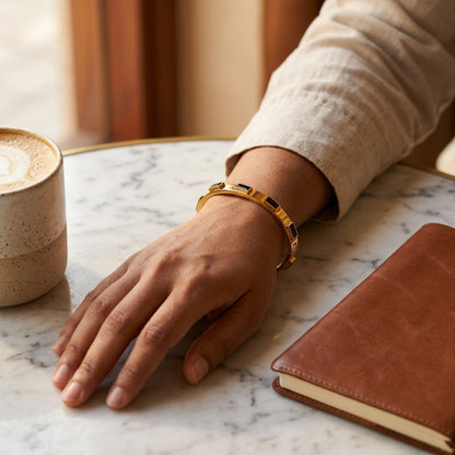 Black Enamel Gold Bracelet