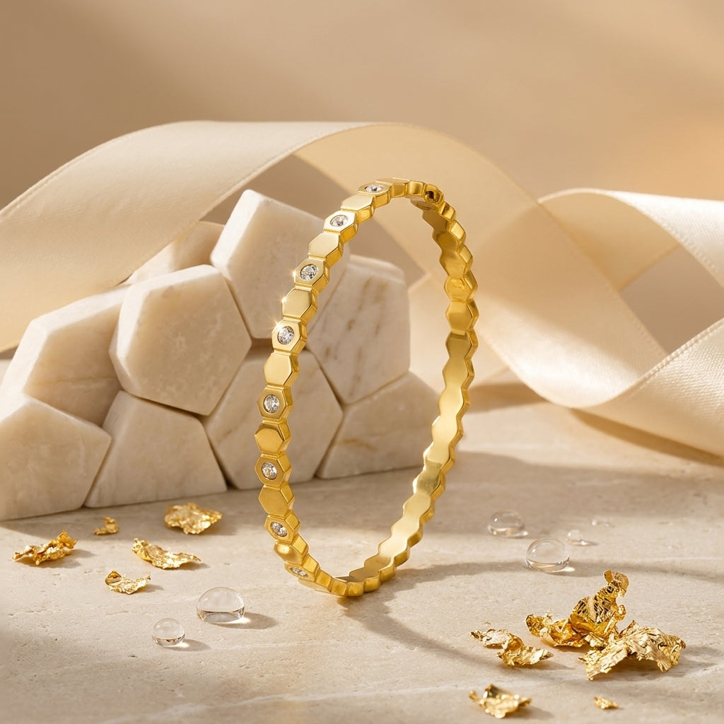 Crystal Bezel Gold Bracelet