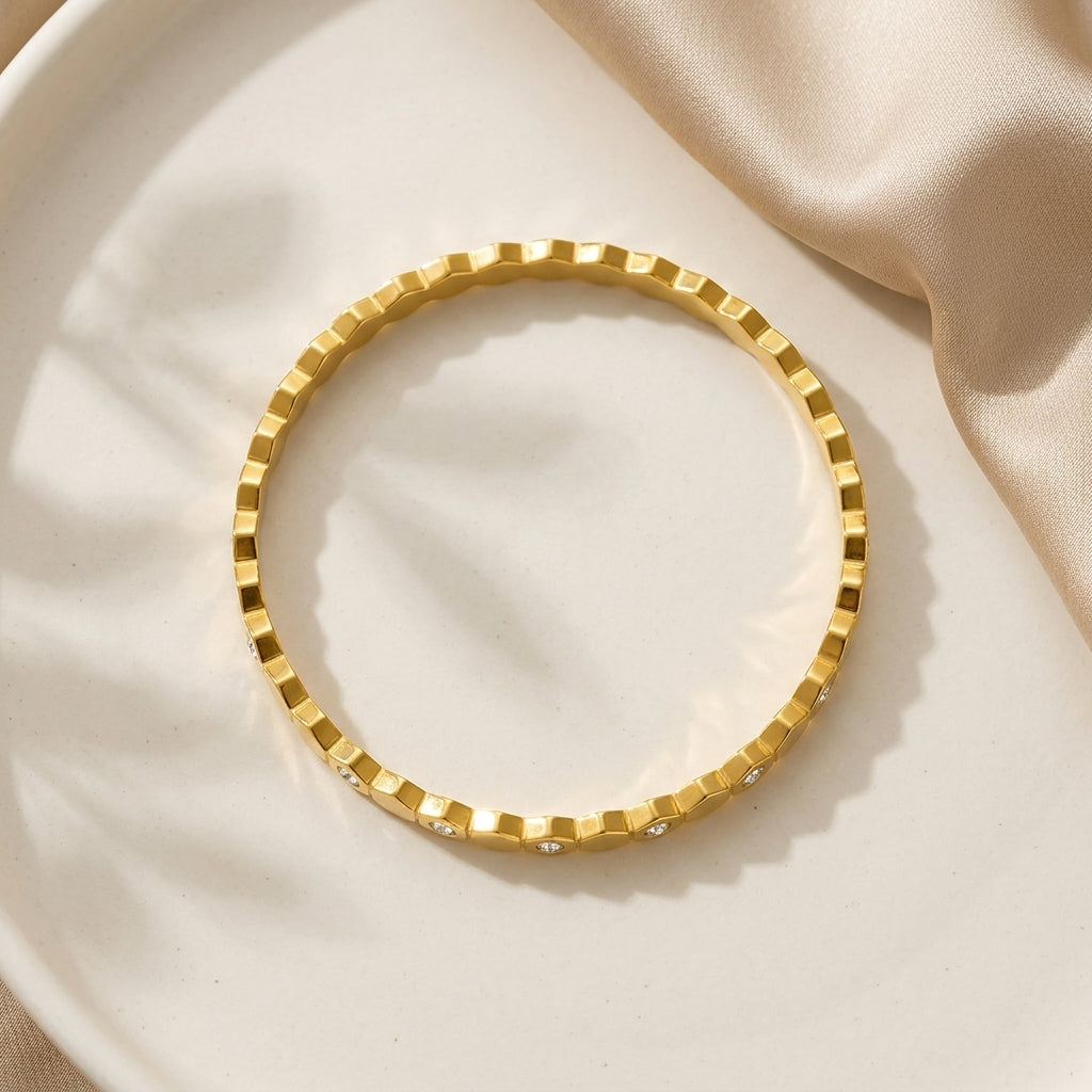 Crystal Bezel Gold Bracelet