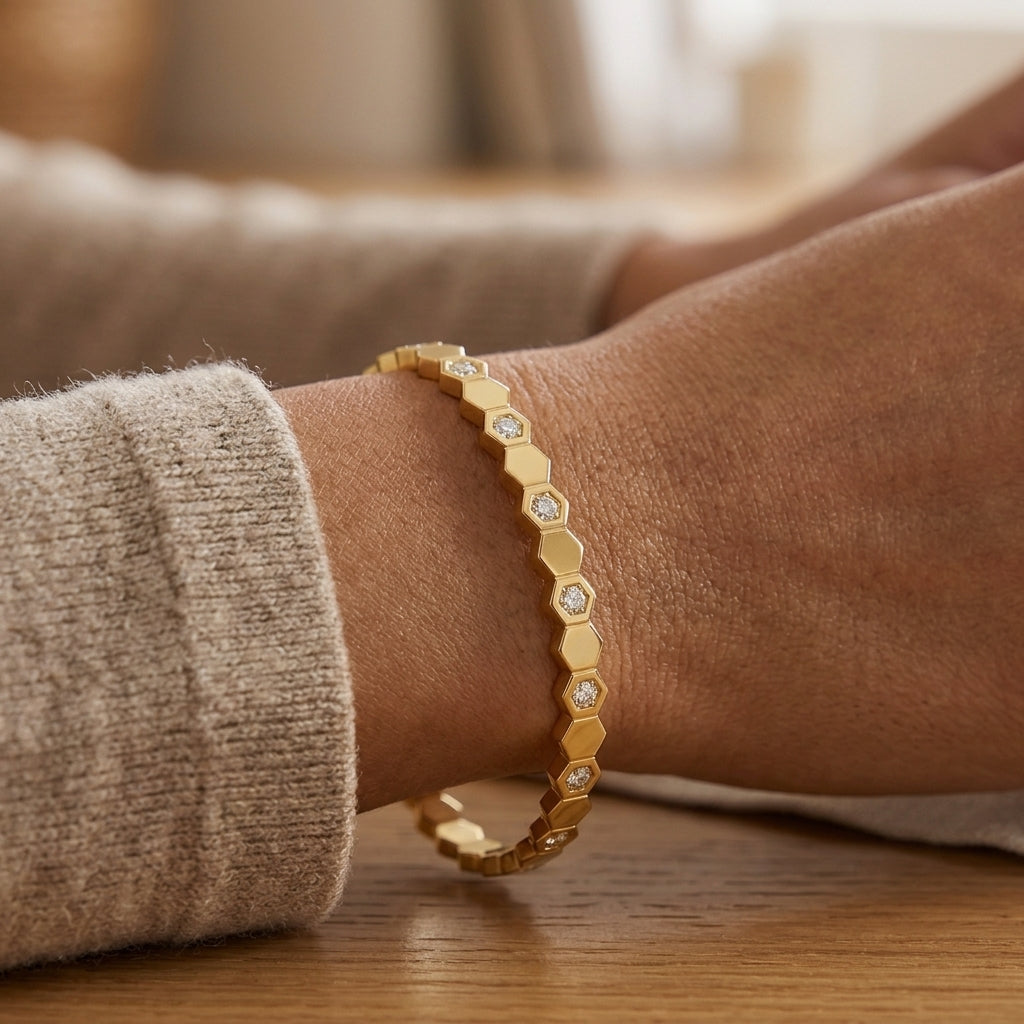 Crystal Bezel Gold Bracelet