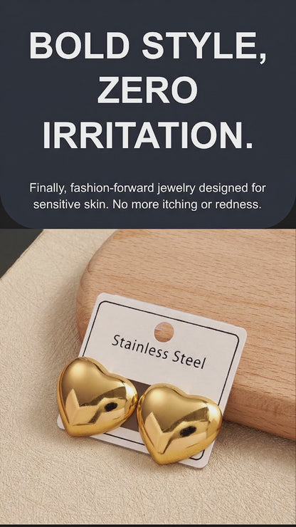 Premium Heart Gold Stud Earrings