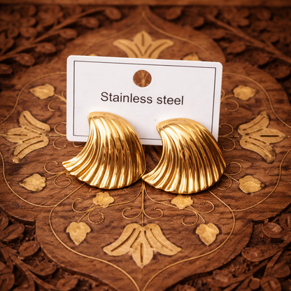 Golden Wave Crest Studs