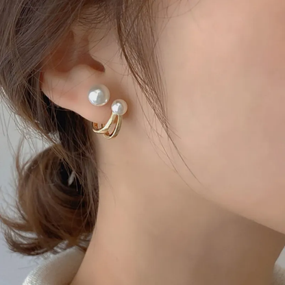 Luna Twist Korean Pearl Huggy Earrings