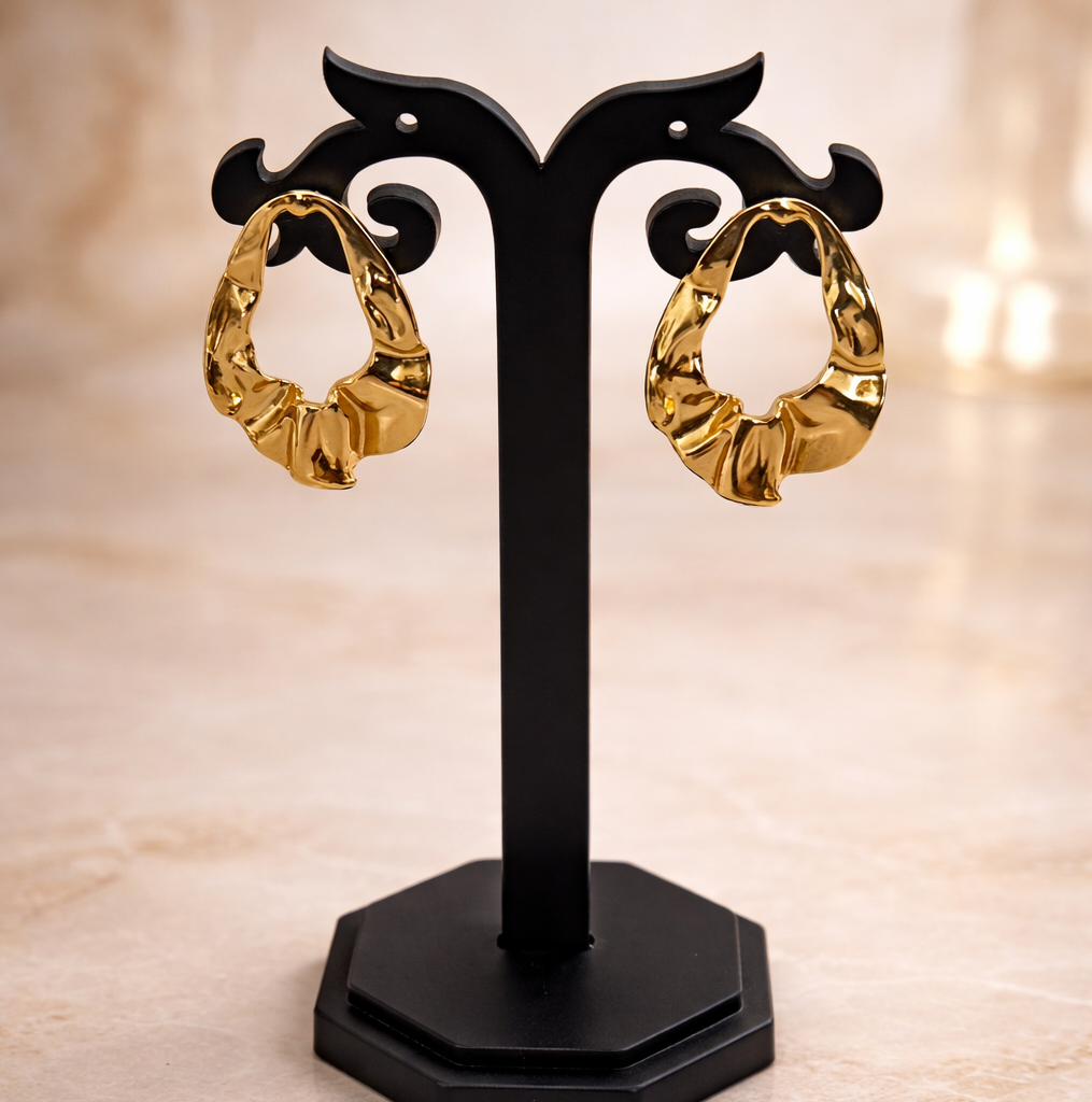 Organic Sculpted Gold Stud Earrings