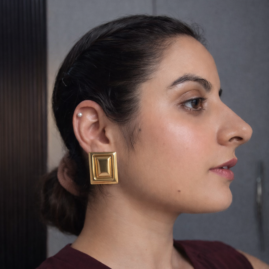 Bold Frame Stud Earrings