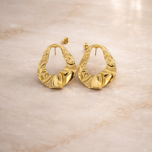 Organic Sculpted Gold Stud Earrings