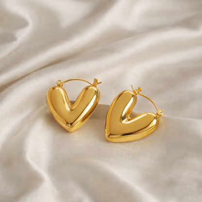 Gold Heart Hoop Earrings