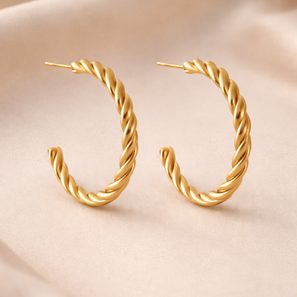 Textured Coil Gold Earrings