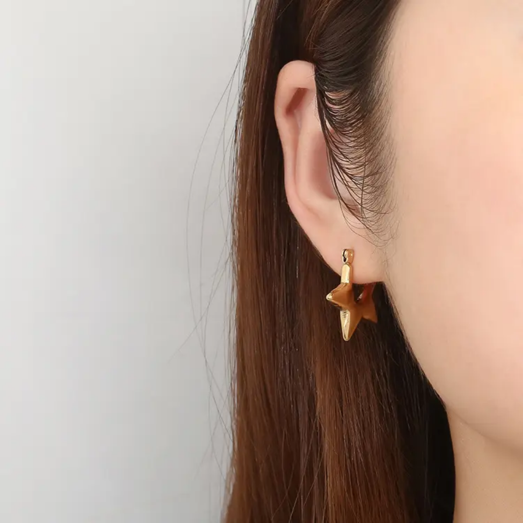 StarLuxe Sculpted Hoop Earrings