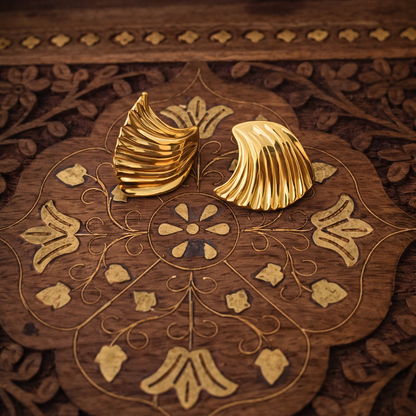 Golden Wave Crest Studs